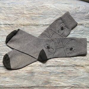 NWOT Charcoal and Black Spider Pattern Socks